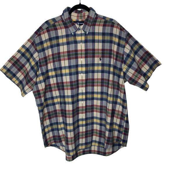 Ralph Lauren Other - Ralph Lauren Blake Plaid 100% Cotton Short Sleeve Button Down Shirt XXL Preppy